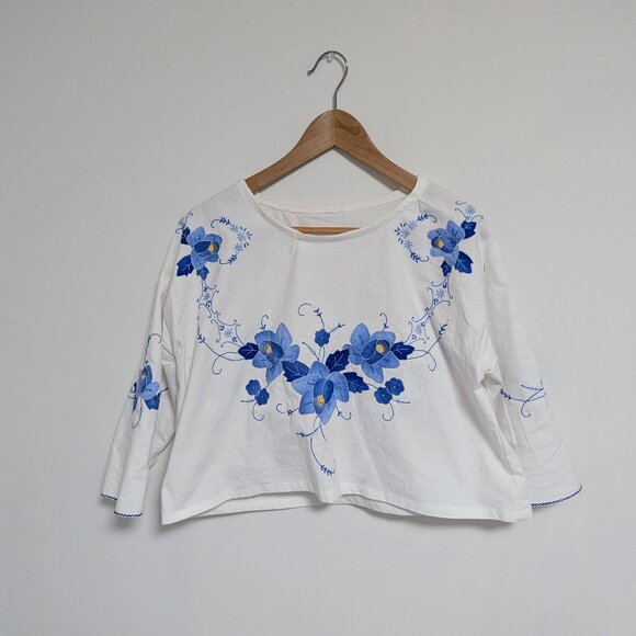 Handmade Tops - Handmade Vintage Tablecloth Boxy Top